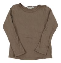Hnedé rebrované tričko H&M
