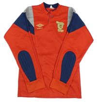 Červeno-tmavomodro-sivá brankárská mikina s číslom Umbro