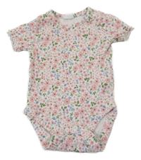 Bílé žebrované květované body F&F