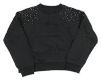 Čiernošedá oversize crop mikina s kamienkami F&F