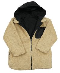 Světlebéžová huňatá zateplená bunda s kapsou a kapucí St. Bernard