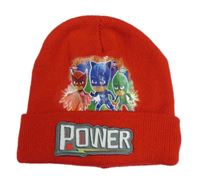 Červená pletená čapica s PJ MASKS