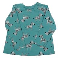 Modrozelené triko se zebrami coolclub