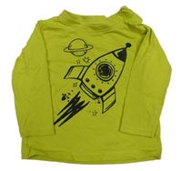 Limetkové triko s raketou a planetou 
