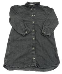 Tmavošedé riflové propínací košilové šaty H&M