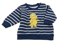 Tmavomodro-biela pruhovaná mikina s dinosaurom M&S