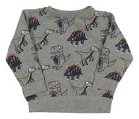 Sivá melírovaná mikina s dinosaurami Bluezoo