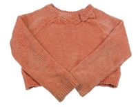 Lososový žinylkový crop sveter s mašlou Tommy Bahamma