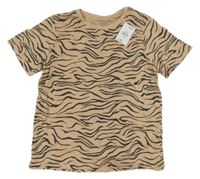 Nové - béžovo-černé vzorované tričko PRIMARK