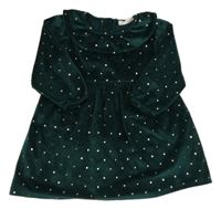 Smaragdovo-zlaté bodkovaná é plyšové šaty s volánikom PRIMARK