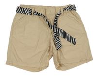 Svetlobéžové plátenné kraťasy s opaskom dopodopo