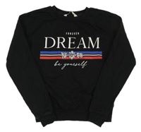 Čierna crop mikina s nápismi a korálky/kamínky Miss E-vie