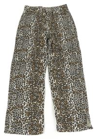 Bílo-hnědo-černé vzorované wide leg rifle Denim Co.