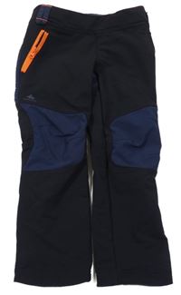 Černo-tmavomodré šusťákové outdoorové kalhoty Quechua