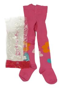 Nové - tmavorůžové punčocháče s květy a srdíčky Agatha Ruiz De La Prada