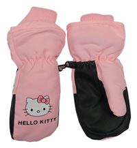 Světlerůžovo-černé šusťákové zimní palcové rukavice s Kitty Sanrio