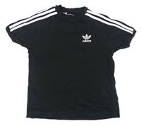 Černé tričko s pruhy a logem Adidas 