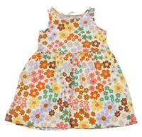 Bielo-farebné kvetované bavlnené šaty H&M