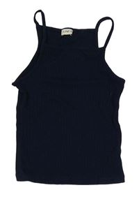 Tmavomodrý rebrovaný crop top F&F