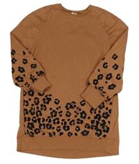 Hnědé teplákové šaty s leopardím vzorem Next