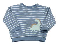Modro-biela pruhovaná mikina s dinosaurom M&S
