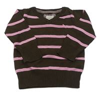 Hnědo-růžový pruhovaný svetr H&M