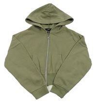 Khaki prepínaci crop mikina s kapucňou New Look