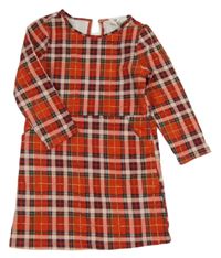 Červeno-farebné kockované trblietavé šaty H&M