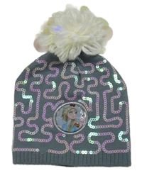 Nové - Modrošedá čepice s flitry a Elsou Disney