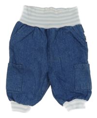 Modré rifle s vreckami a úpletovým pasom