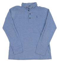 Modré melírované polo tričko s výšivkou Next