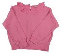 Ružová oversize mikina s golierikom s madeirou F&F