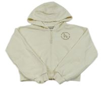 Krémová prepínaci crop mikina s nápisom a kapucňou Matalan