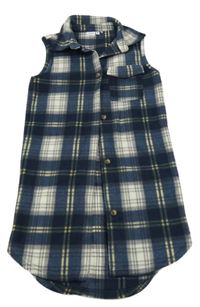 Tmavomodro-sivo-biela kockovaná dlhá vesta Name it