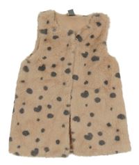 Hnedá bodkovaná á kožušinová podšitá vesta Little Kids