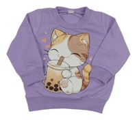 Levandulová mikina s kočkou
