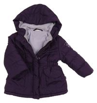 Fialová šusťáková zimní bunda s kapucí