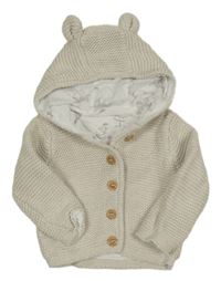 Světlebéžový podšitý propínací svetr s kapucí Mothercare