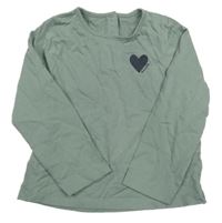 Khaki triko se srdcem a nápisem Vertbaudet