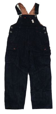 Tmavomodré manšestrové laclové cargo kalhoty Papagino