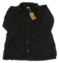 Nové - Černé plátěné propínací šaty s límečkem Next