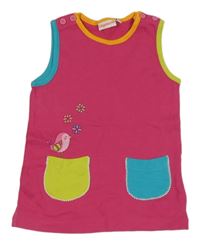 Fuchsiová šatová tunika s vtáčikom a vreckami Liegelind