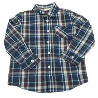 Tmavomodro-bielo-farebná kockovaná košeľa Kids