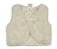 Smotanová kožušinová podšitá vesta s mašlou H&M