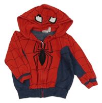 Červeno-tmavomodrá propínací mikina s kapucí - Spiderman Marvel