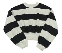 Smetanovo-čierna pruhovaná crop mikina H&M
