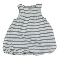 Bielo-sivé pruhované šušťákové podšité šaty