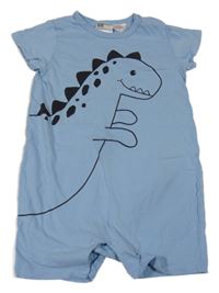 Svetlomodrý bavlnený kraťasový overal s dinosaurom H&M