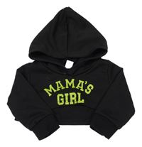 Čierna crop mikina s nápisom a kapucňou Shein
