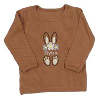Hnedé rebrované tričko s králikom